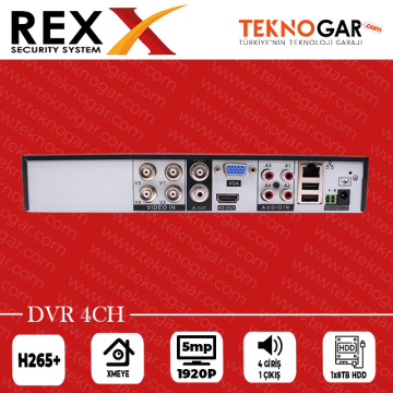 REX DVR 4CH 5MP XMEYE HYBRID H265+ VİDEO OUT