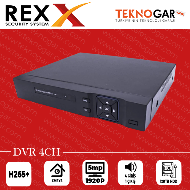 REX DVR 4CH 5MP XMEYE HYBRID H265+ VİDEO OUT