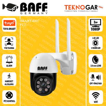 BAFF SMART-6207 WiFi PTZ Speed Dome Kamera Tuya Smart 2MP Full HD Akıllı Güvenlik Kamerası