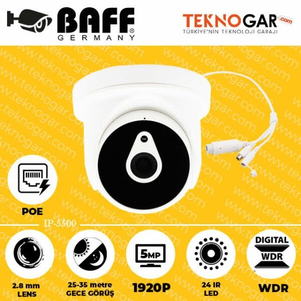 BAFF IP-5500 2.8mm 5.0MP 24 IR LED POE