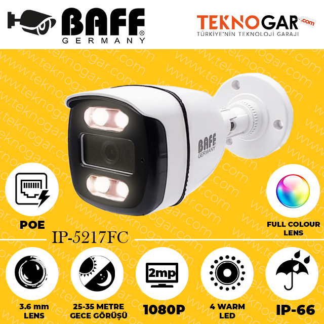 BAFF IP-5217FC 3.6mm 2MP 4 WARMLED POE