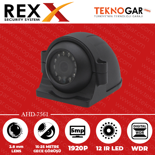 REX AHD-7561 2.8mm 5MP 12 IR LED ARAÇ KAMERASI