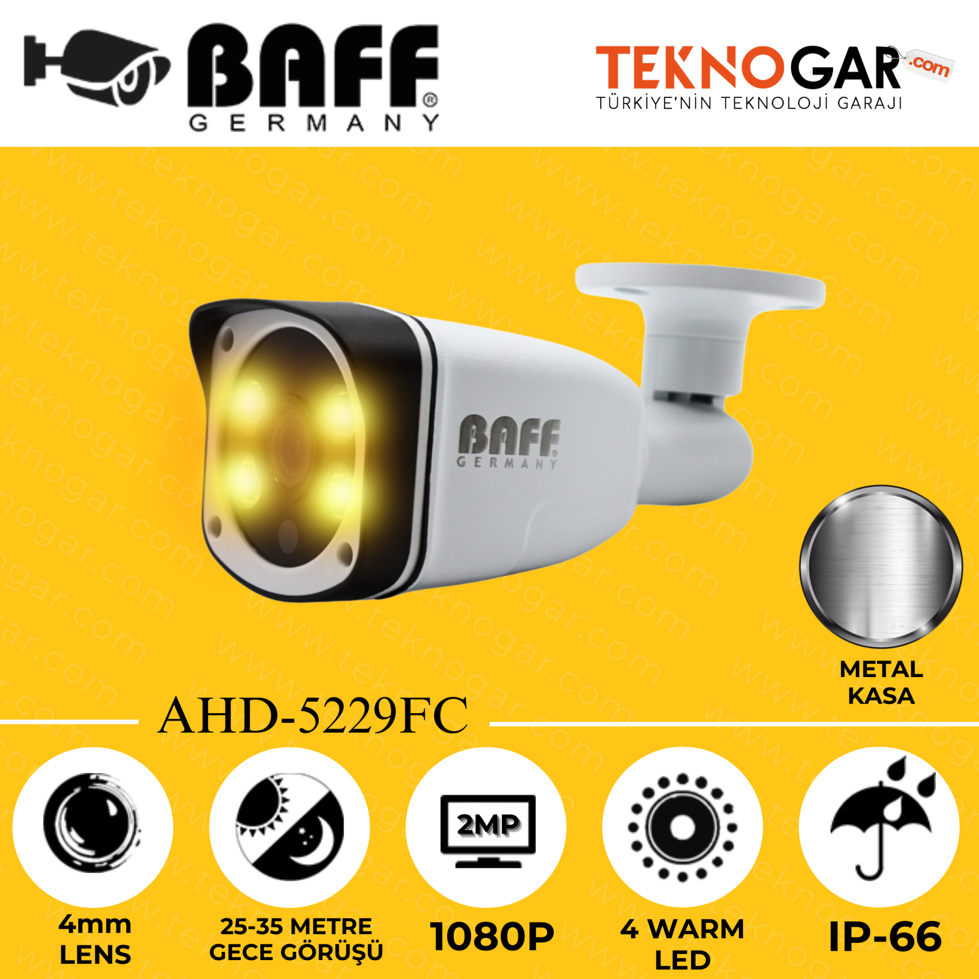 BAFF AHD-5229FC 4mm 2MP 4 WARM LED