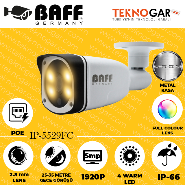 BAFF IP-5529FC 2.8mm 5MP 4 WARM LED POE