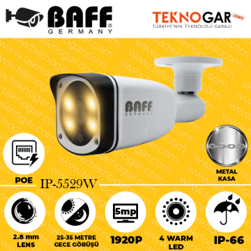 BAFF IP-5529W 2.8mm 5MP 4 WARM LED POE