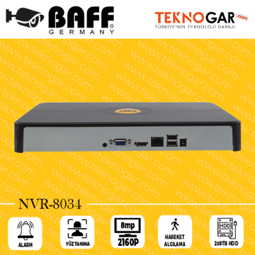 BAFF NVR-8034 34CH 8MP 4K XMEYE (ÇİFT HDD)