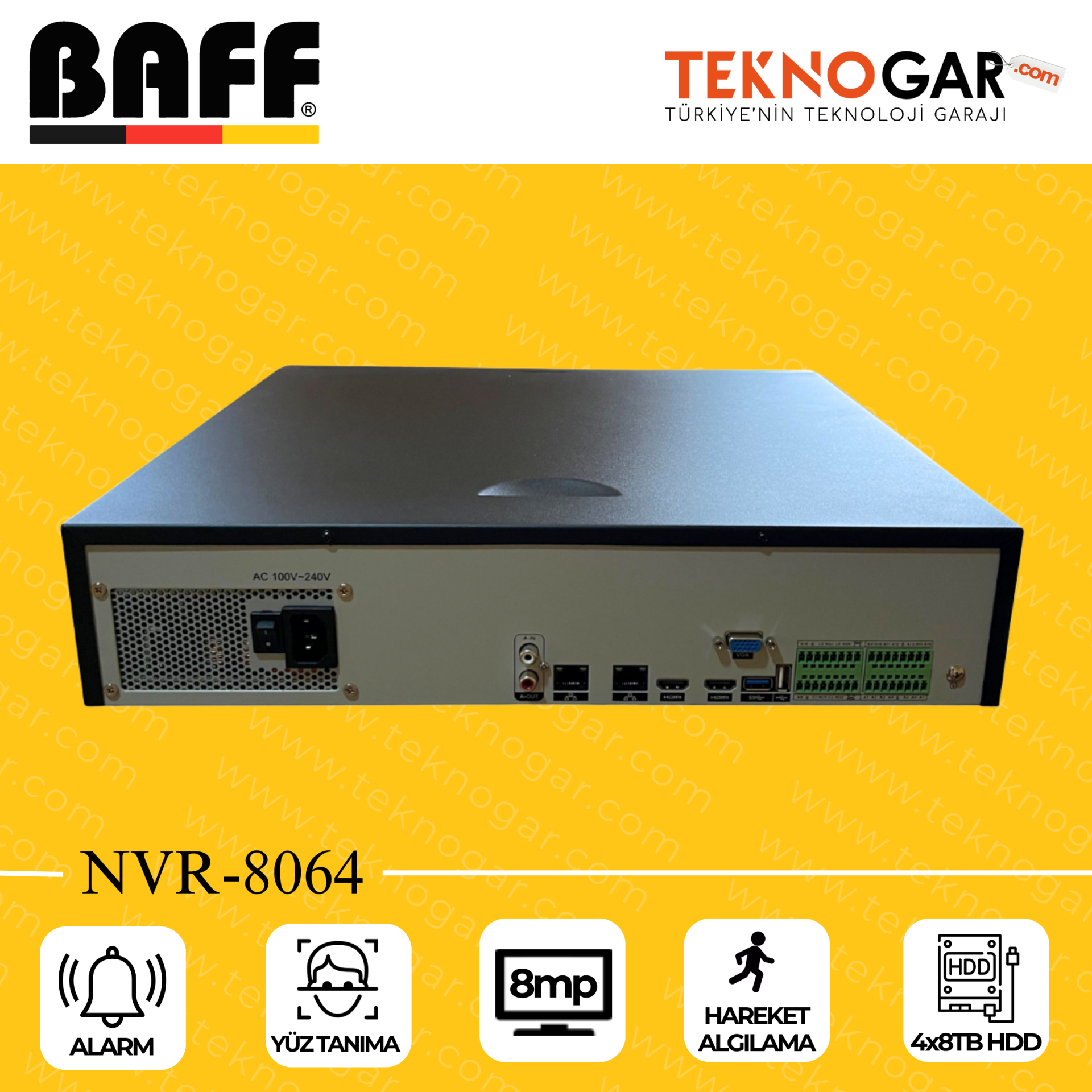 BAFF NVR-8064 64CH 8MP 4K XMEYE (DÖRT HDD)