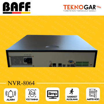 BAFF NVR-8064 64CH 8MP 4K XMEYE (DÖRT HDD)