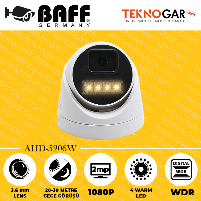BAFF AHD-5206W 3.6mm 2MP 4 WARM LED