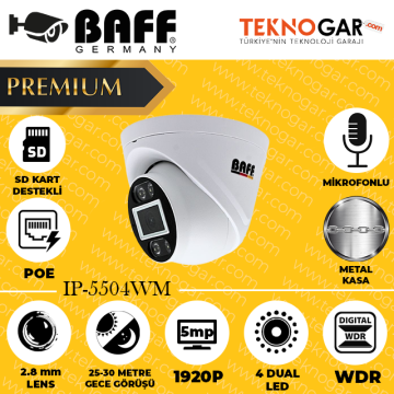 BAFF IP-5504WM 2.8mm 5MP 4 DUAL LED (MİKROFONLU) (2025 SERİSİ)