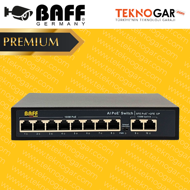 BAFF POE-08 2 AI 8 PORT POE SWITCH (2025 SERİSİ)