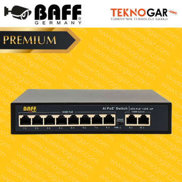 BAFF POE-08 2 AI 8 PORT POE SWITCH (2025 SERİSİ)