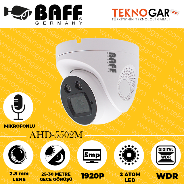 BAFF AHD-5502M 2.8mm 5MP 2 ATOM LED (MİKROFONLU)