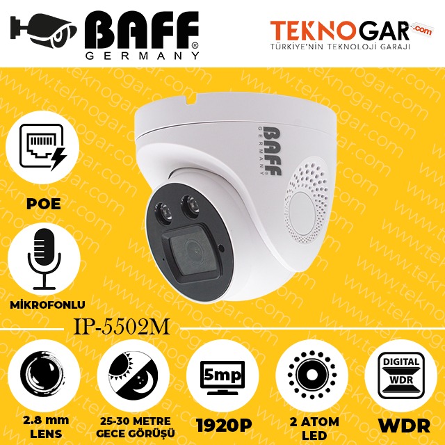 BAFF IP-5502M 2.8mm 5MP 2 ATOM LED (MİKROFONLU)
