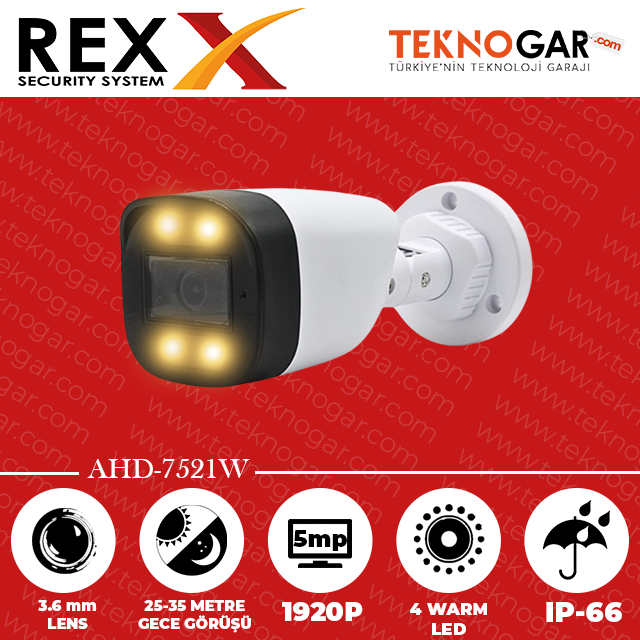 REX AHD-7521W 3.6mm 5MP 4 WARM LED
