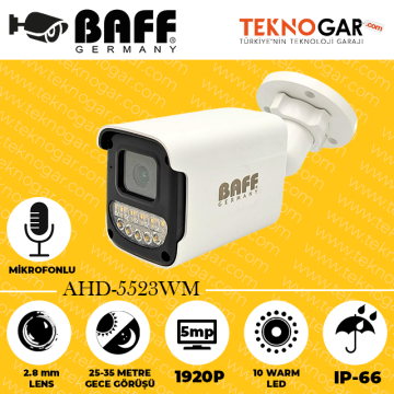 BAFF AHD-5523WM 2.8mm 5MP 10 WARM LED (MİKROFONLU)