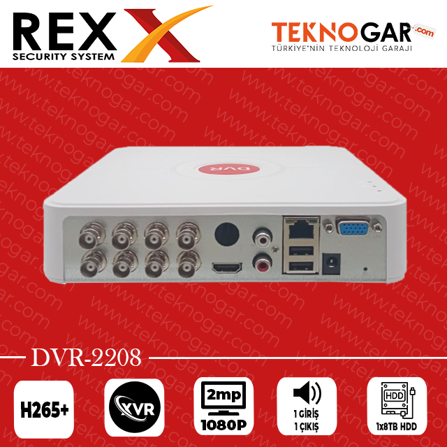 REX DVR-2208 8CH 2MP XVR HYBRID