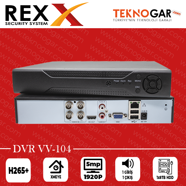 REX DVR VV-104 4CH 5MP XMEYE VİDEO OUT