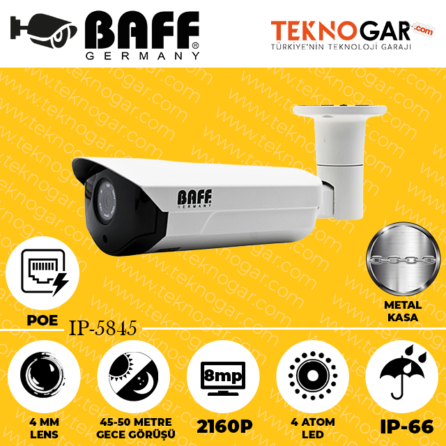 BAFF IP-5845 4mm 8MP 4 ATOM LED POE