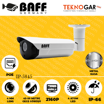 BAFF IP-5845 4mm 8MP 4 ATOM LED POE