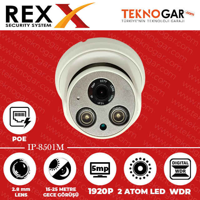 REX IP-8501M 2.8mm 5MP 2 ATOM LED (MİKROFONLU)