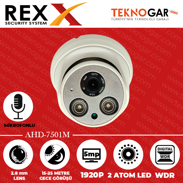 REX AHD-7501M 2.8mm 5MP 2 ATOM LED (MİKROFONLU)