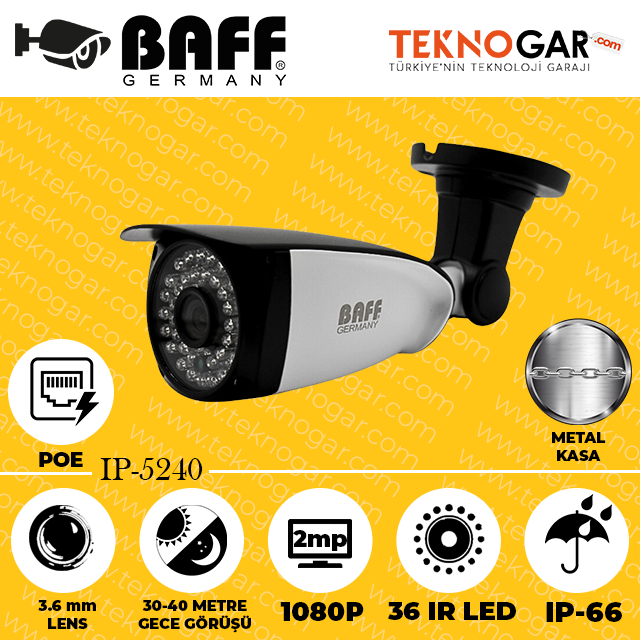 BAFF IP-5240 3.6mm 2MP 36 IR LED POE
