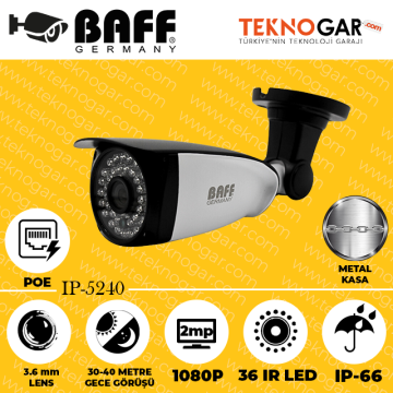 BAFF IP-5240 3.6mm 2MP 36 IR LED POE