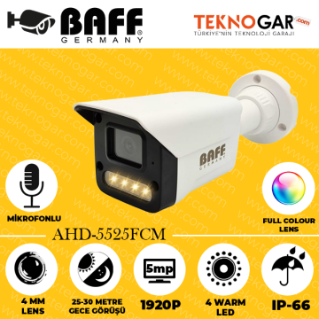 BAFF AHD-5525FCM 4mm 5MP 4 WARM LED (MİKROFONLU)