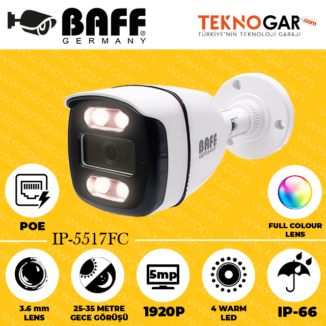 BAFF IP-5517FC 3.6mm 5MP 4 WARM LED POE