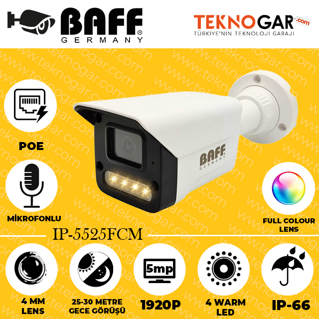BAFF IP-5525FCM 4mm 5MP 4 WARM LED POE