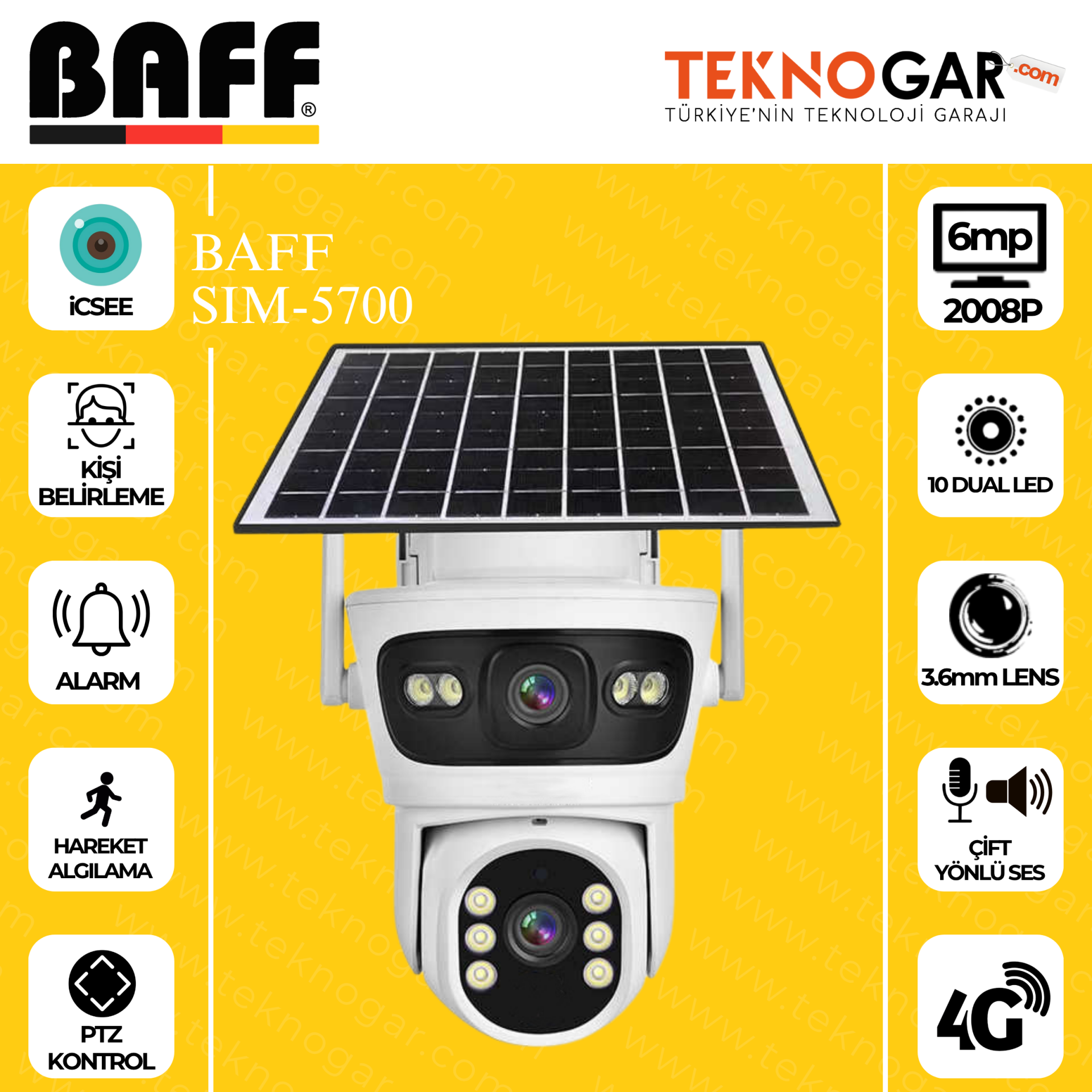 BAFF SIM-5700 AOV 4G+SOLAR ICSEE DUAL KAMERA