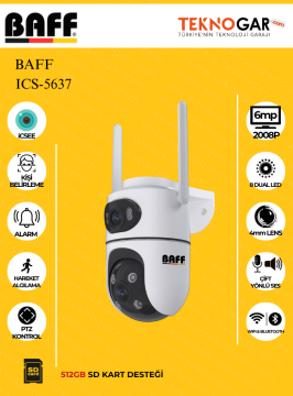 BAFF ICS-5637 6MP Çift Lens WiFi Akıllı Güvenlik Kamerası AI Hareket Takipli