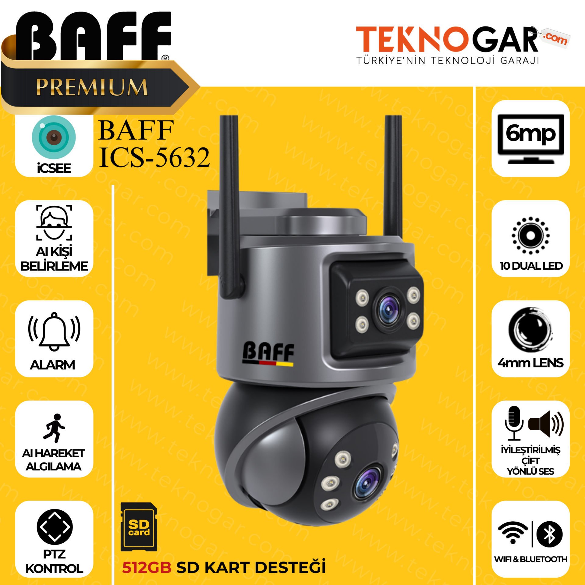 BAFF ICS-5632 6MP 2 KAMERALI AKILLI KAMERA
