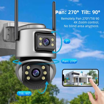BAFF ICS-5632 6MP Çift Kameralı WiFi Akıllı Güvenlik Kamerası AI Hareket Takipli ICSee Destekli