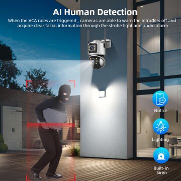 BAFF ICS-5632 6MP Çift Kameralı WiFi Akıllı Güvenlik Kamerası AI Hareket Takipli ICSee Destekli