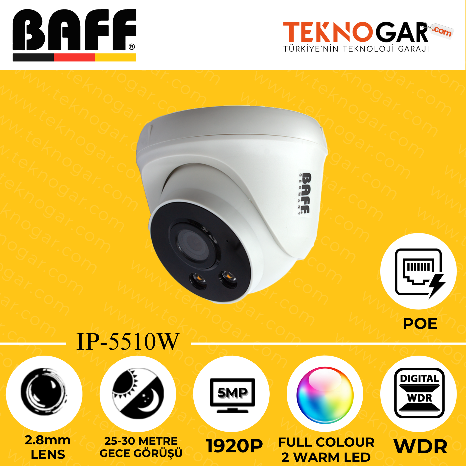 BAFF IP-5510W 2.8mm 5MP FULL COLOUR 2 WARM LED