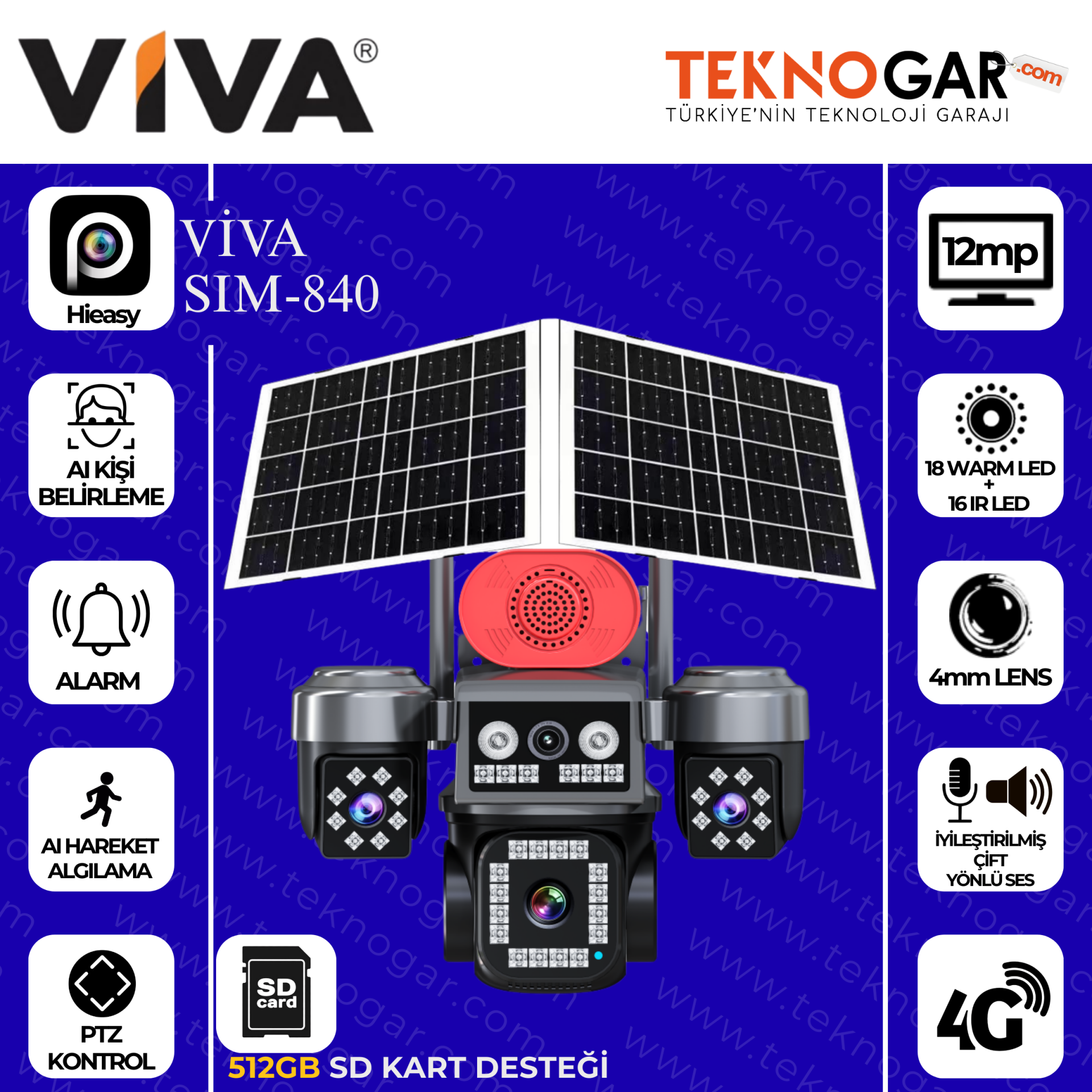 VIVA SIM-840 4G+2 SOLAR Hieasy 4 KAMERA