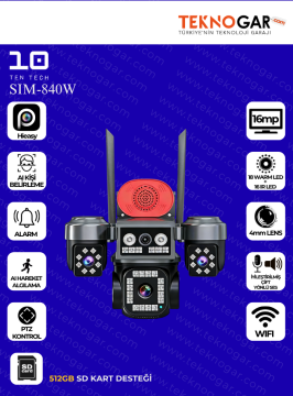 VIVA SIM-840W WiFi 4 Kameralı Hieasy 12MP Akıllı Güvenlik Kamerası AI Hareket Takipli PTZ