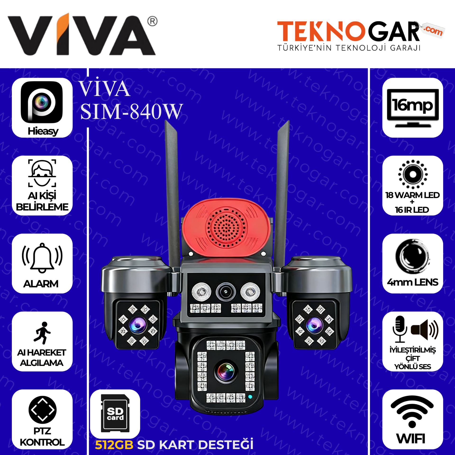 VIVA SIM-840W WİFİ 4 Kameralı Hieasy (12V)