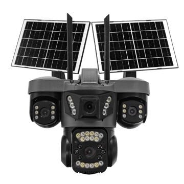 TEN TECH SIM-864 AOV 4G + 2 Solar Hieasy 16MP 4 Kameralı Güneş Panelli SIM Kartlı Güvenlik Kamerası Türkçe