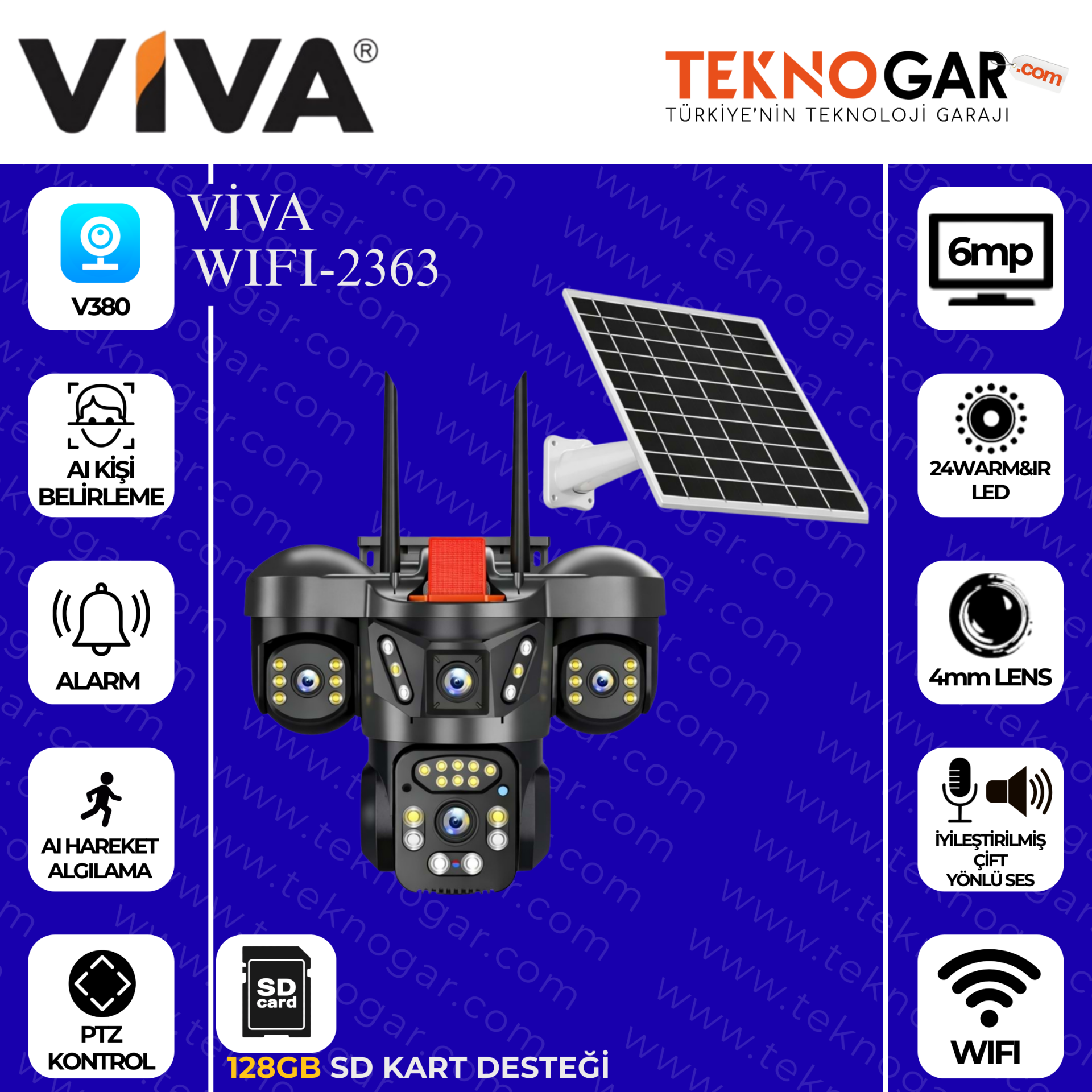 VIVA WIFI-2363 WİFİ 3 Kameralı V380PRO