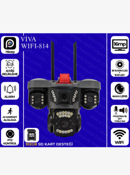 VIVA WIFI-814 16MP 4 Kameralı WiFi PTZ Güvenlik Kamerası AI Hareket Takip Gece Görüşlü Hieasy