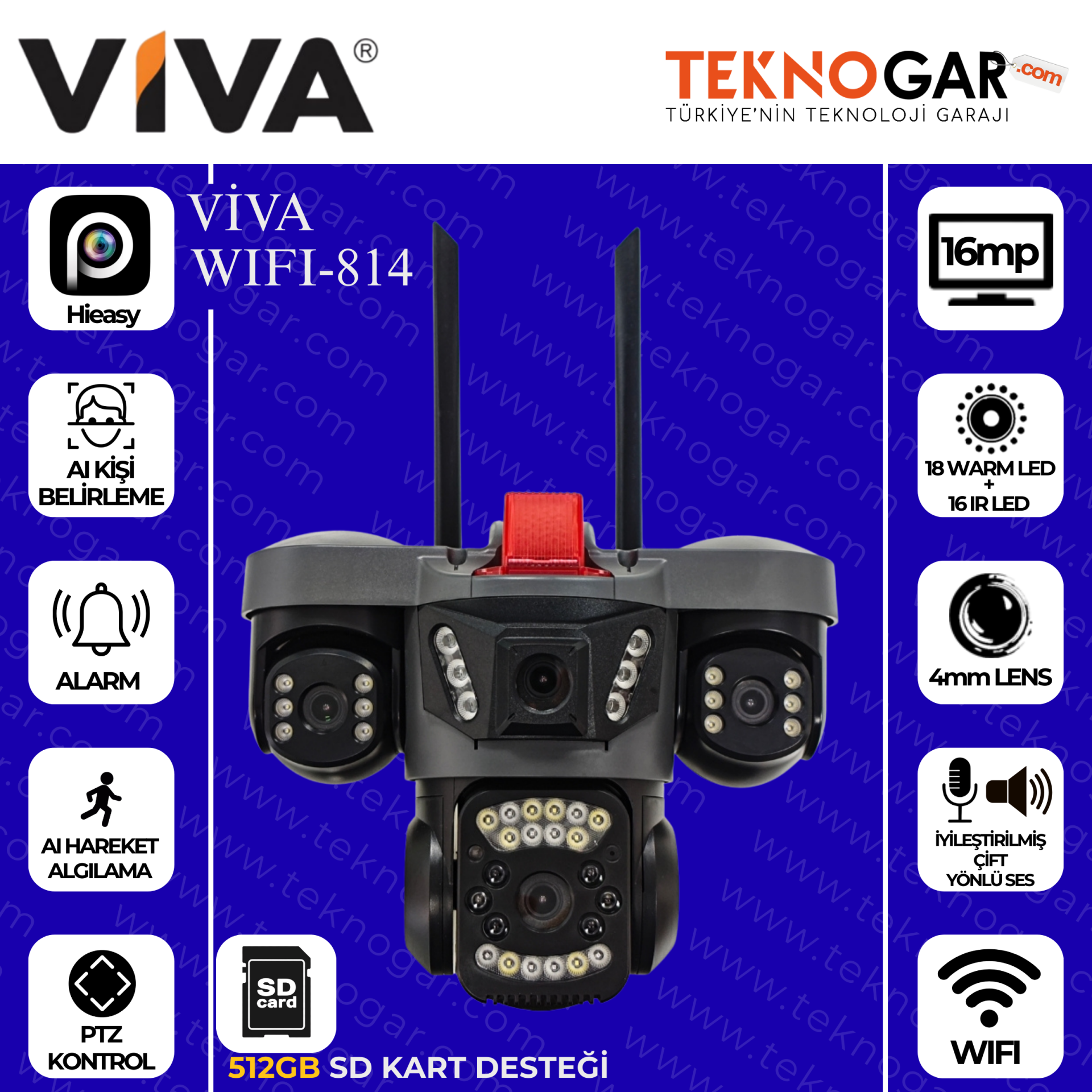 VIVA WIFI-814 WİFİ 4 Kameralı Hieasy (12V)