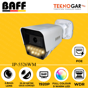 BAFF IP-5526WM 2.8mm 5MP 9 WARM LED POE Güvenlik Kamerası
